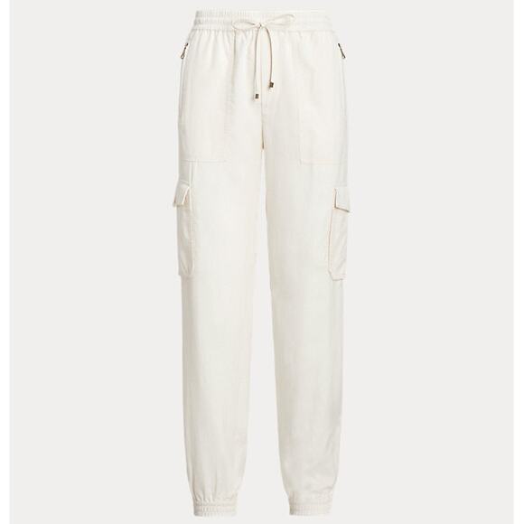 Ralph Lauren Twill Cargo Ankle Pant Mascarpone Cream - 14 - Picture 1 of 2